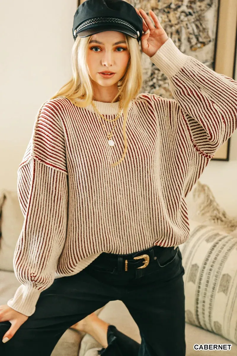Zenana Two Tone Crewneck Sweater sold by Charming Charlie