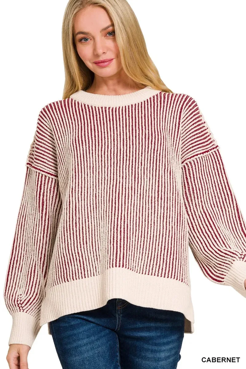 Zenana Two Tone Crewneck Sweater sold by Charming Charlie product image thumbnail 3