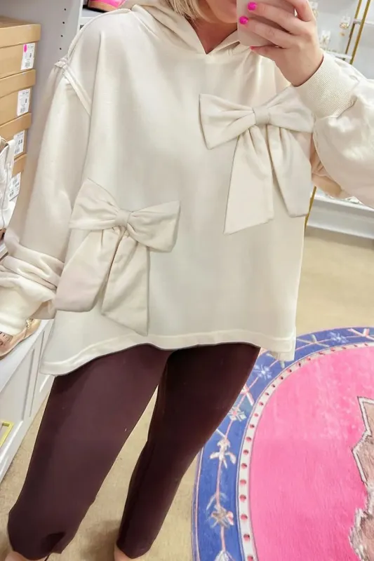 Bow Detail Dropped Shoulder Oversized Hoodie sold by Charming Charlie
