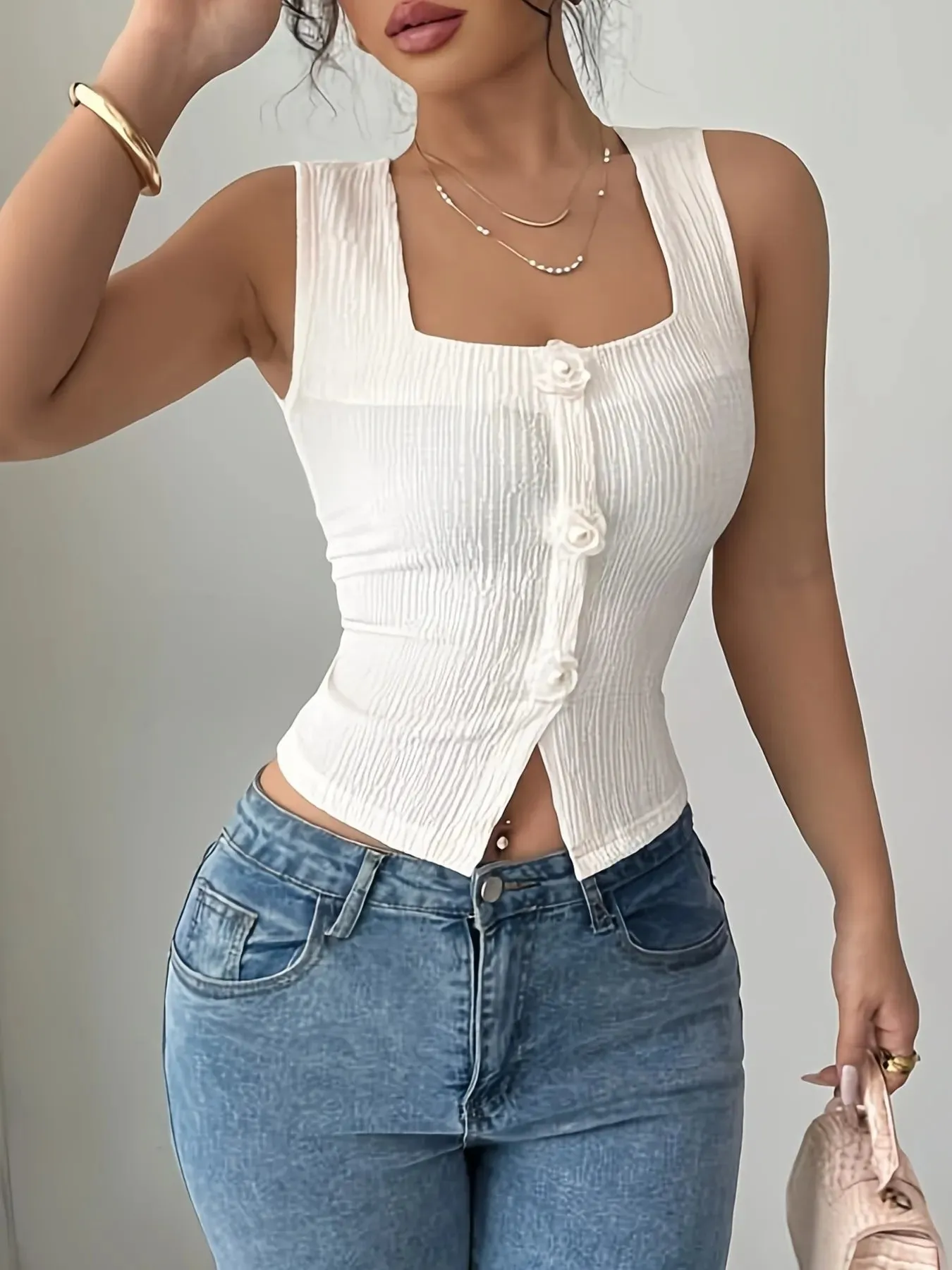 Flower Square Neck Tank sold by Charming Charlie product image thumbnail 4