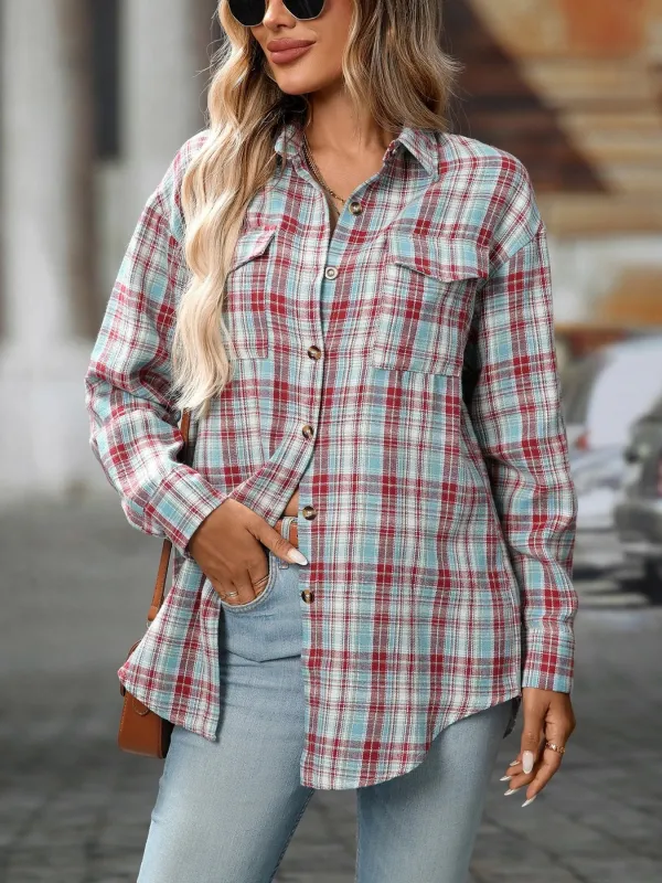 Plaid Button-Down Oversized Shirt sold by Charming Charlie