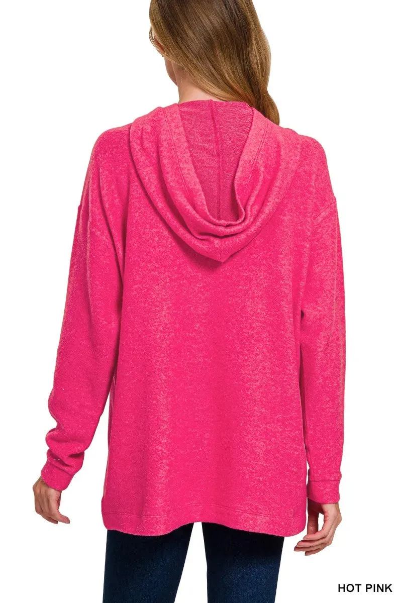 Zenana Hooded Brushed Melange Hacci Sweater sold by Charming Charlie product image thumbnail 3