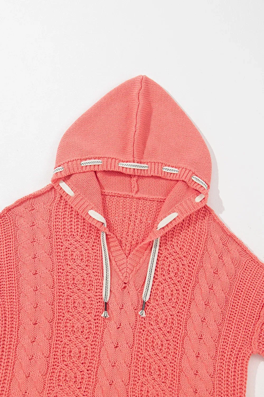 Drawstring Cable-Knit Hooded Sweater sold by Charming Charlie product image thumbnail 5