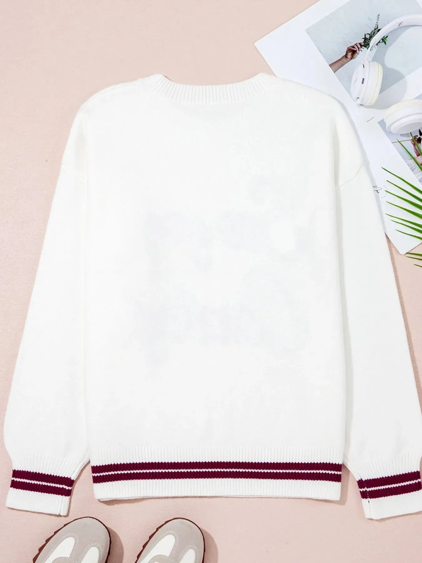 Letter Contrast Hem Round Neck Sweater sold by Charming Charlie product image thumbnail 4