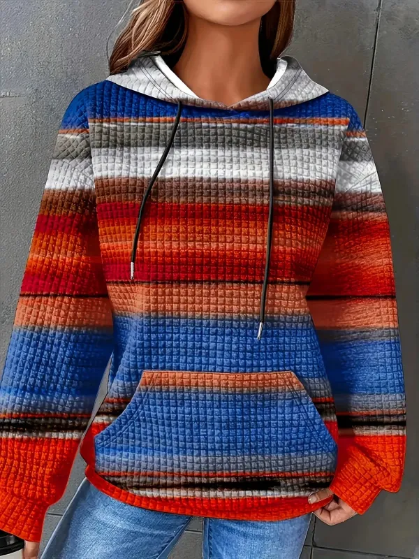 Drawstring Striped Kangaroo Pocket Hoodie sold by Charming Charlie