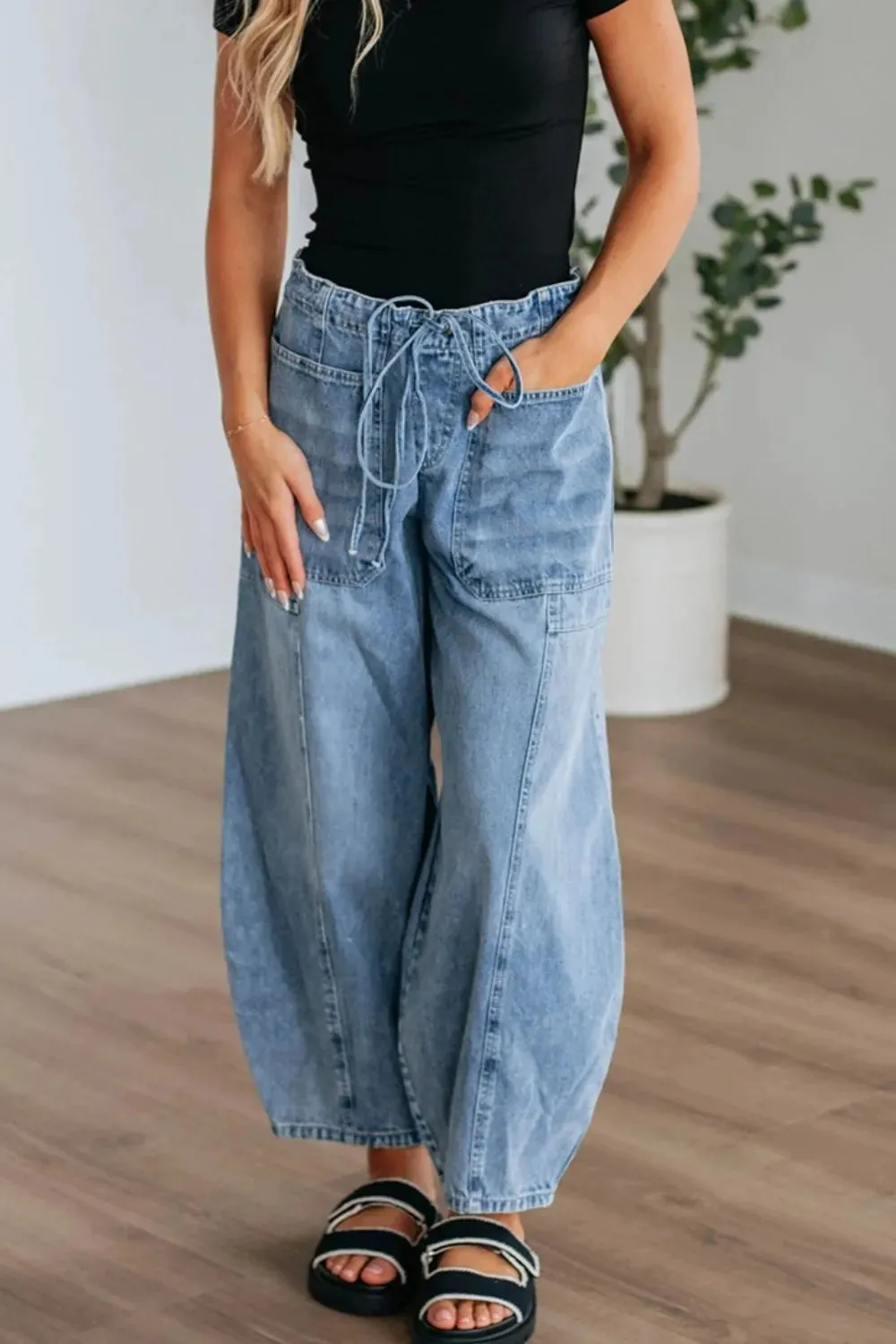 Wide Leg Drawstring Jeans sold by Charming Charlie product image thumbnail 4