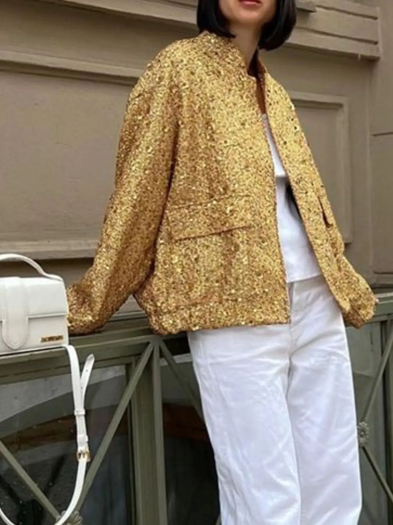 Sequin Long Sleeve Jacket with Pockets sold by Charming Charlie product image thumbnail 4