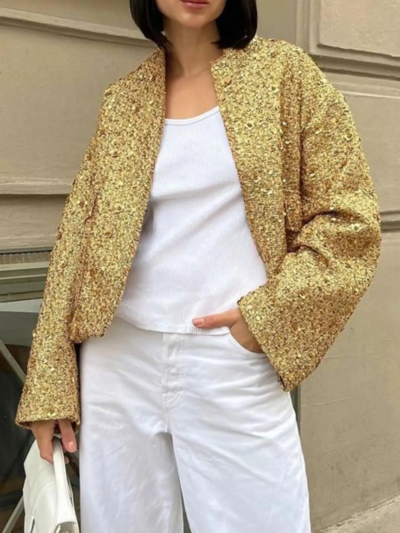 Sequin Long Sleeve Jacket with Pockets sold by Charming Charlie product image thumbnail 3