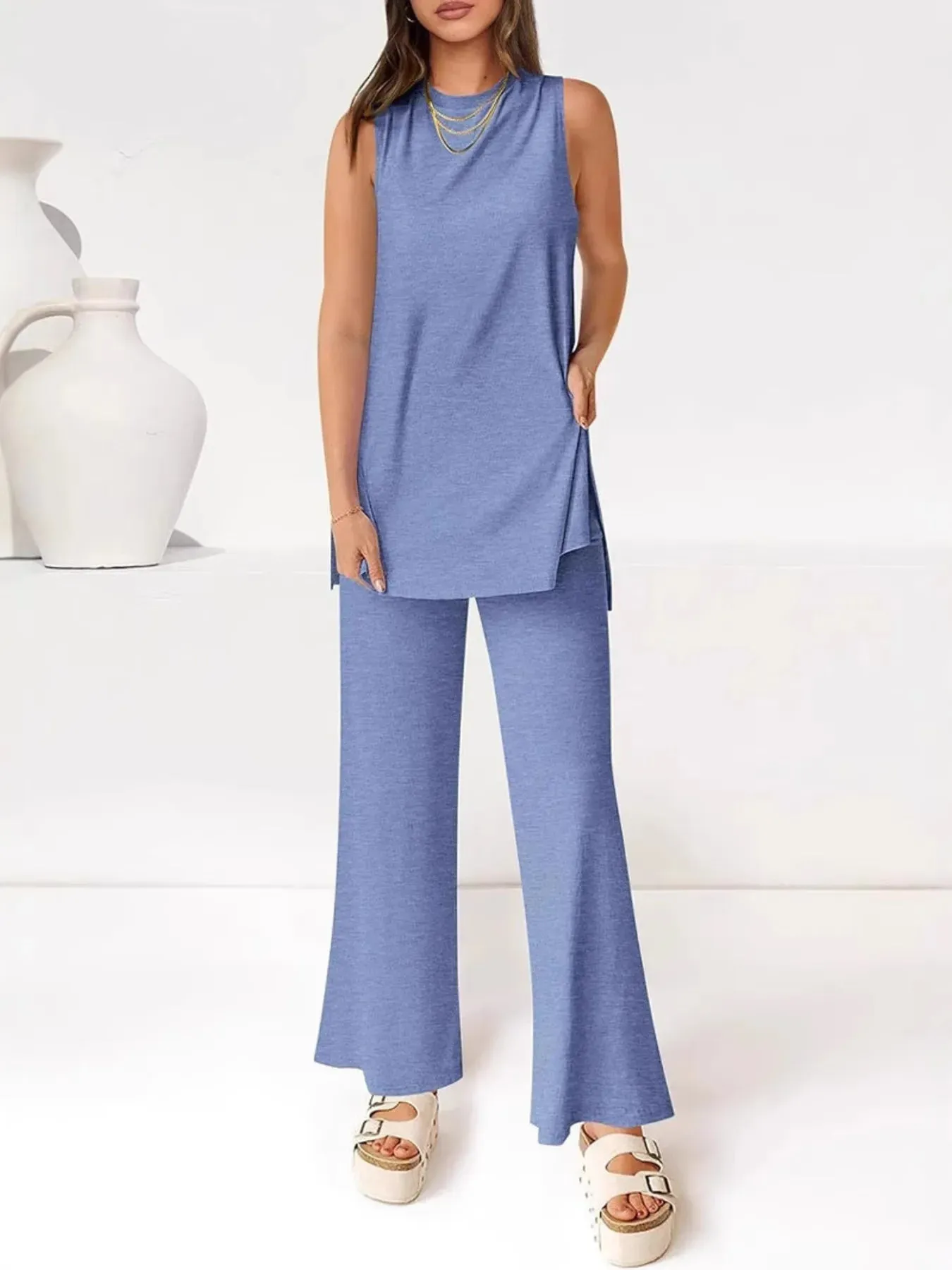 Round Neck Tank and Pants Set sold by Charming Charlie