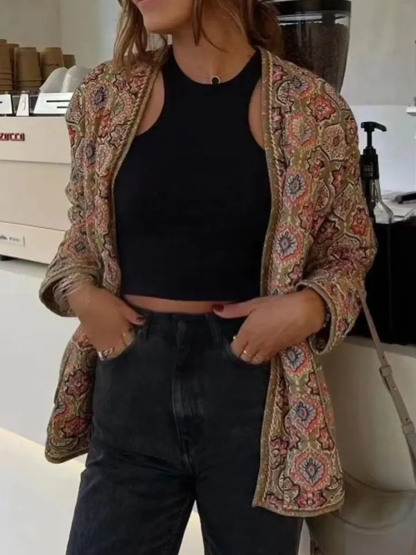 Belted Open Front Floral Winter Coat sold by Charming Charlie