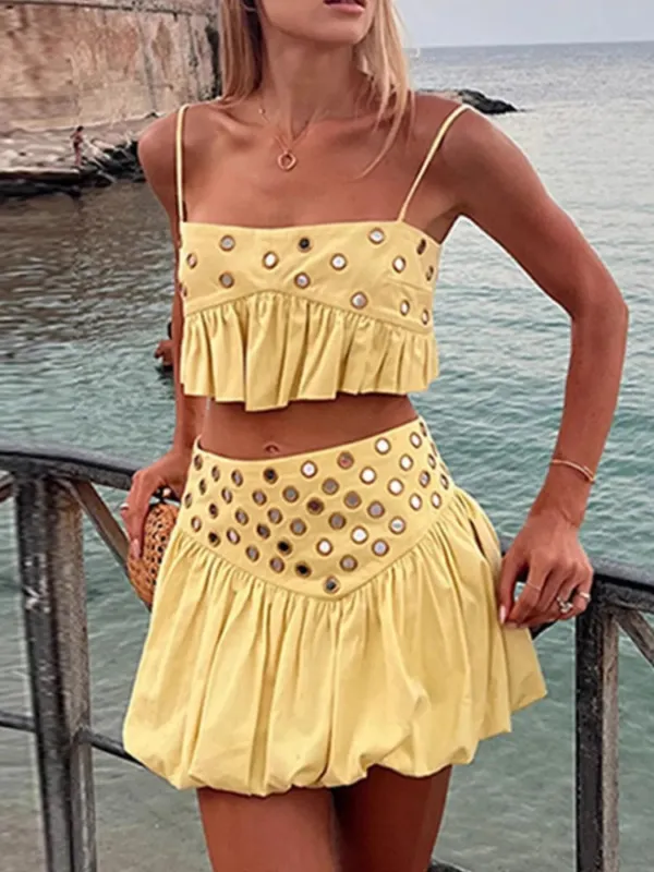 Eyelet Cami and Bubble Skirt Set sold by Charming Charlie