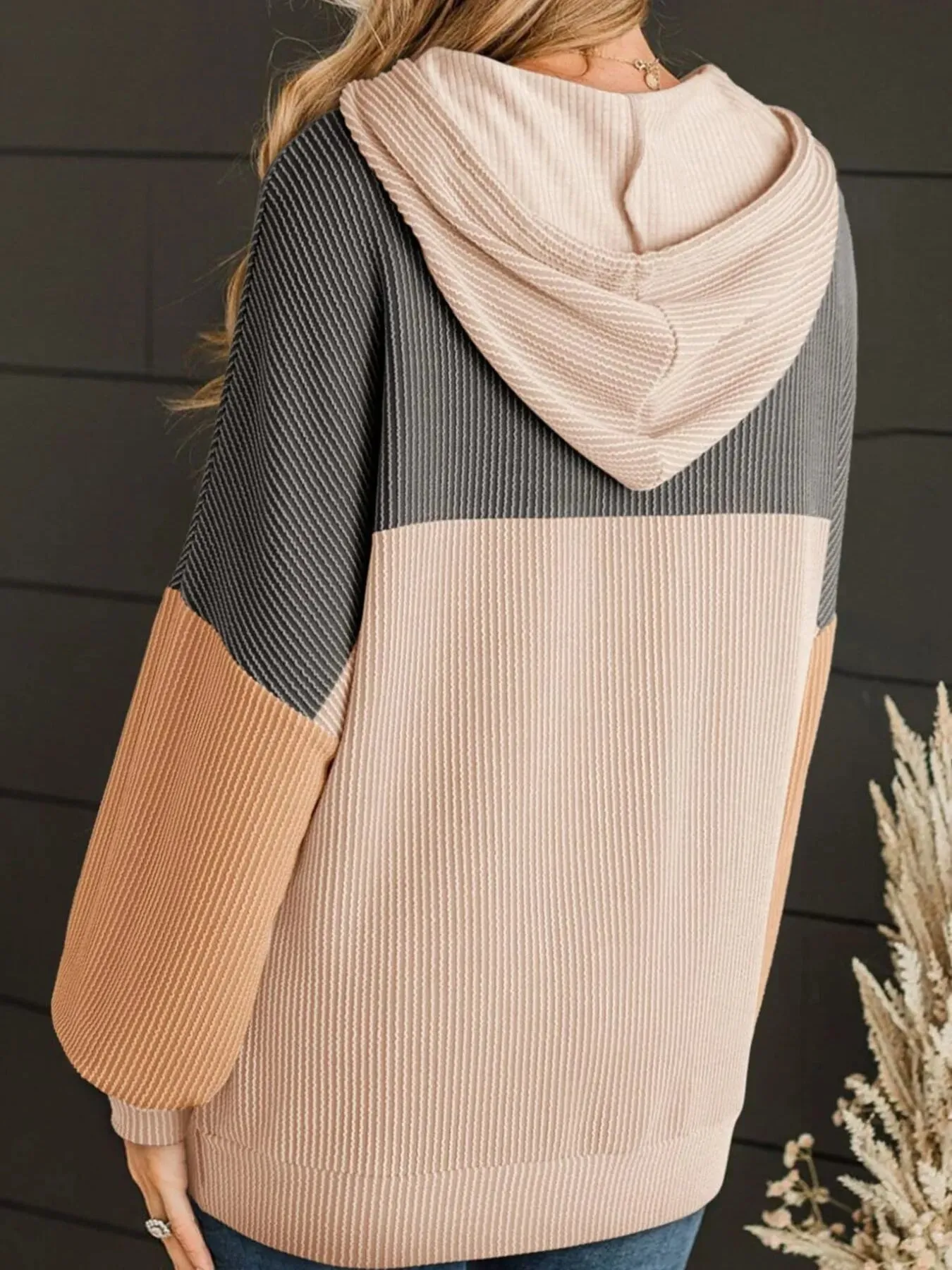 Drawstring Color Block Long Sleeve Hoodie sold by Charming Charlie product image thumbnail 4