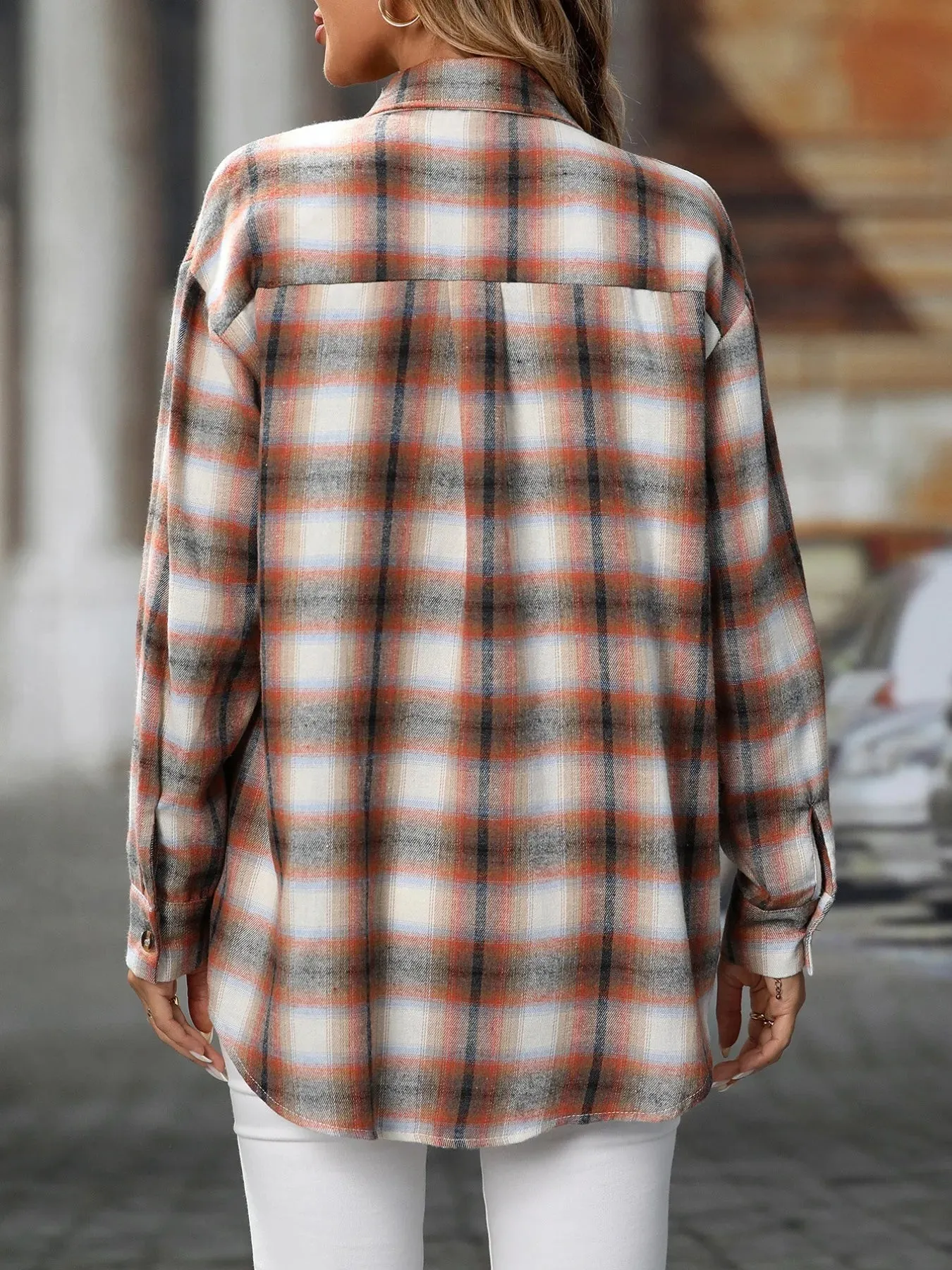 Oversized Plaid Button-Up Shirt sold by Charming Charlie product image thumbnail 5