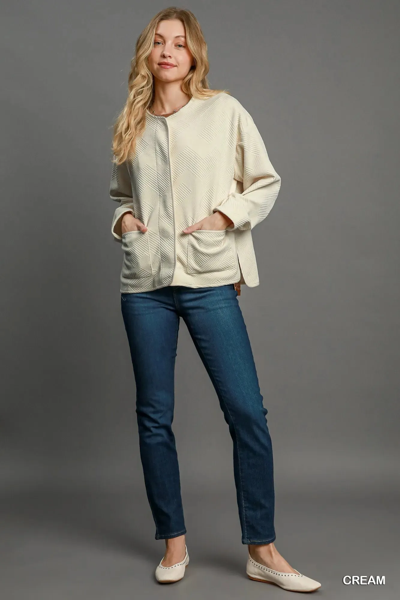 Umgee Textured Jacquard Jacket sold by Charming Charlie product image thumbnail 3