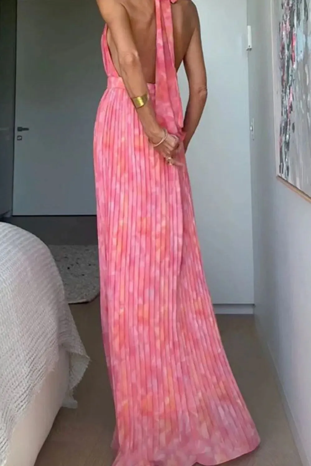 Halter Neck Pleated Maxi Dress sold by Charming Charlie product image thumbnail 3