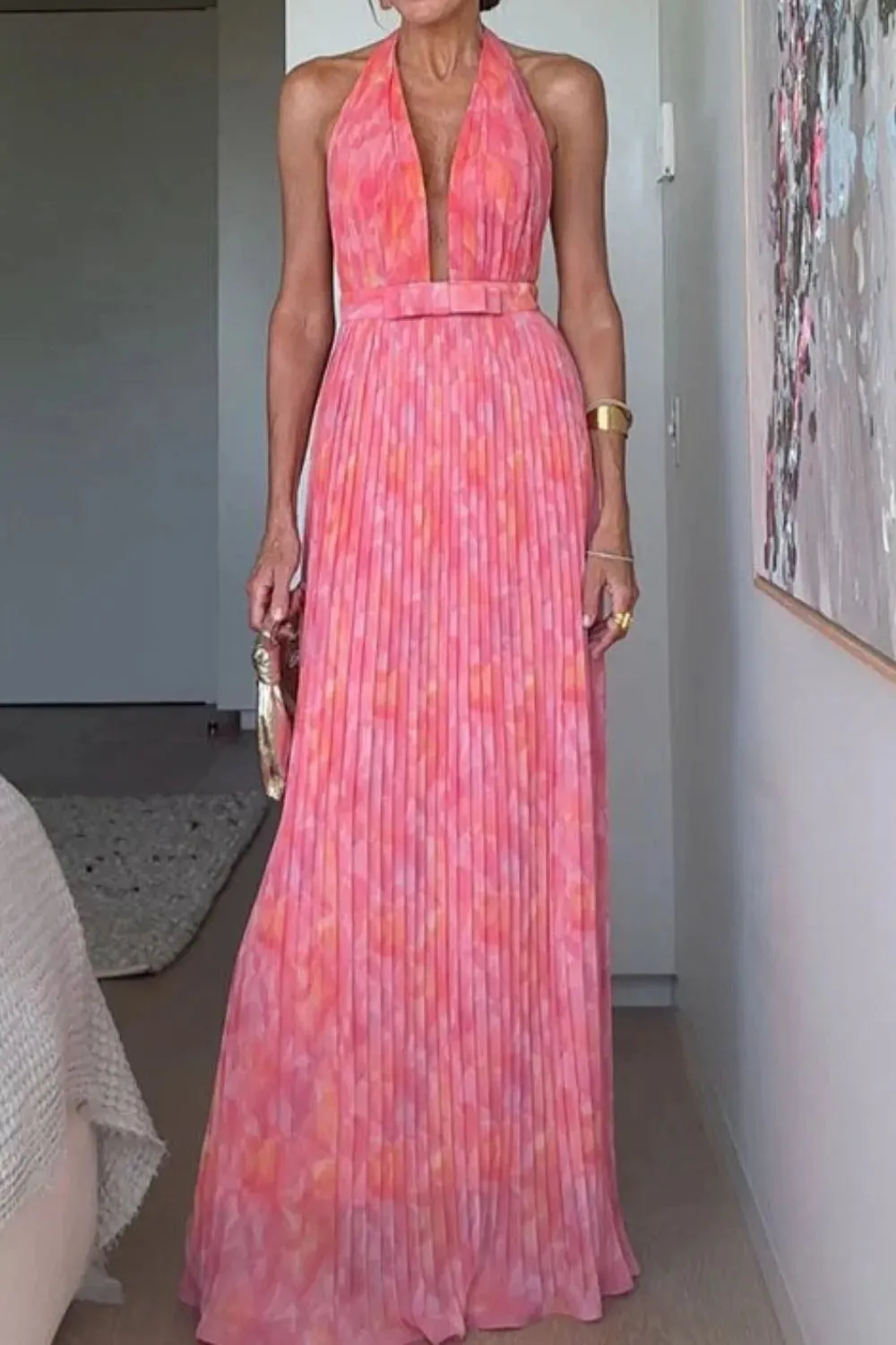 Halter Neck Pleated Maxi Dress sold by Charming Charlie