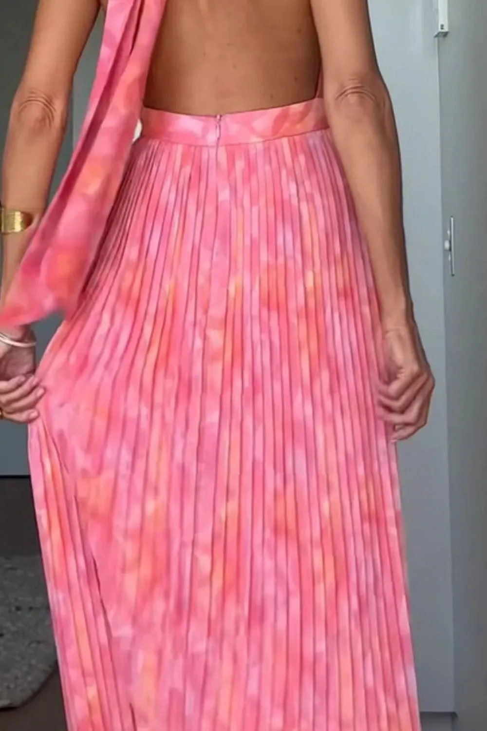 Halter Neck Pleated Maxi Dress sold by Charming Charlie product image thumbnail 2