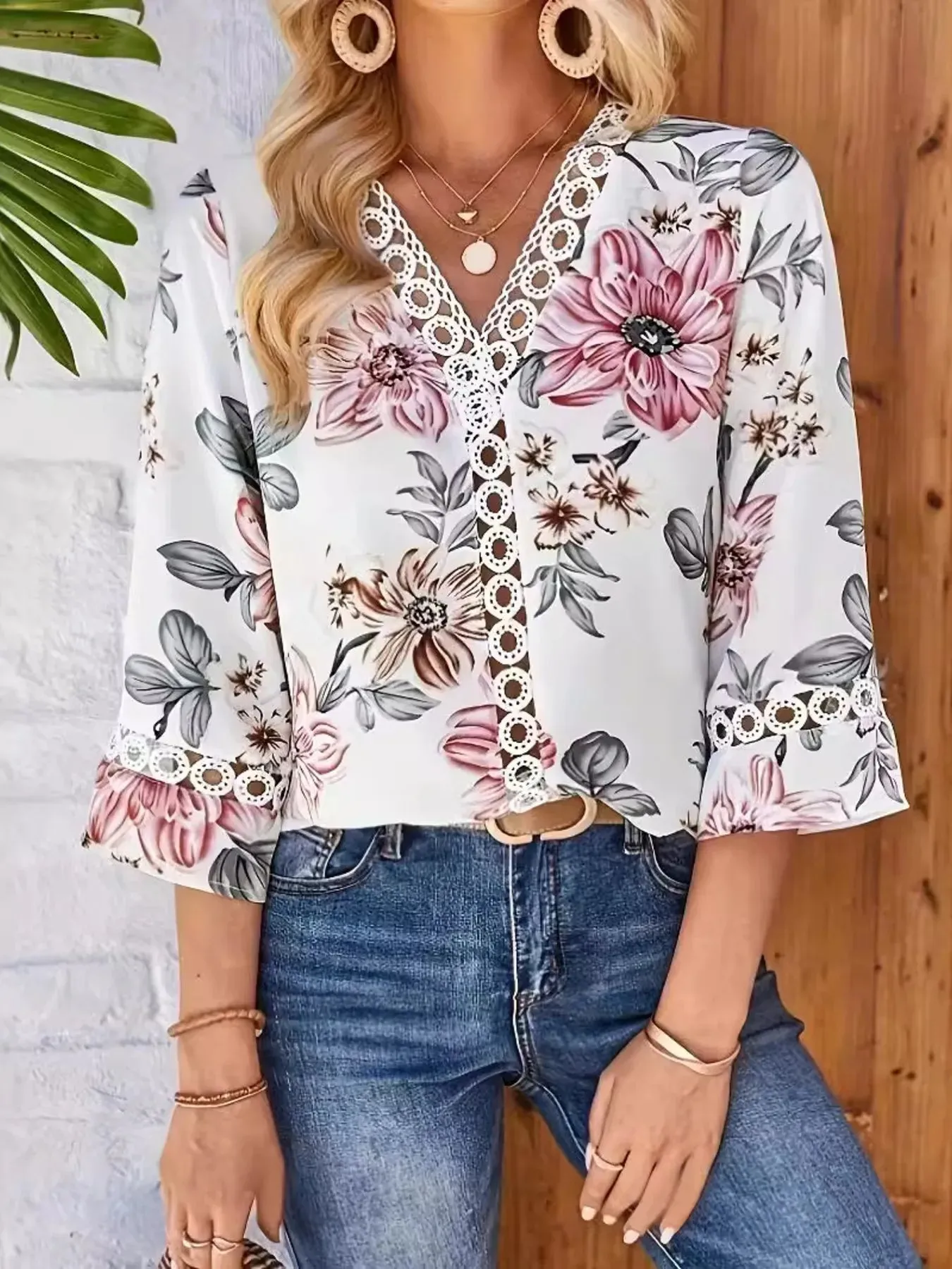 Floral Print V-Neck Blouse sold by Charming Charlie