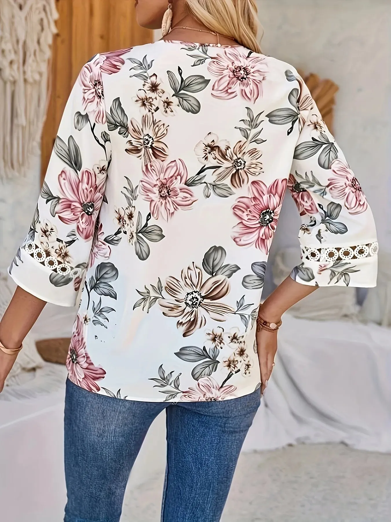 Floral Print V-Neck Blouse sold by Charming Charlie product image thumbnail 2