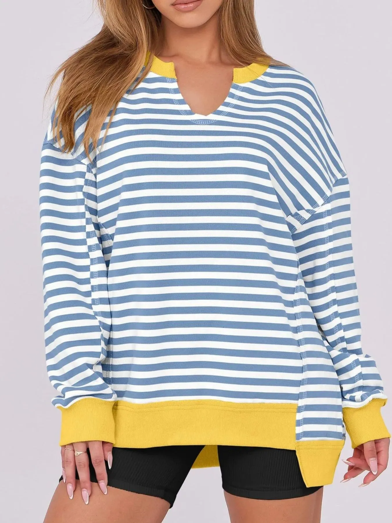 Notched Long Sleeve Oversized Sweatshirt sold by Charming Charlie product image thumbnail 2