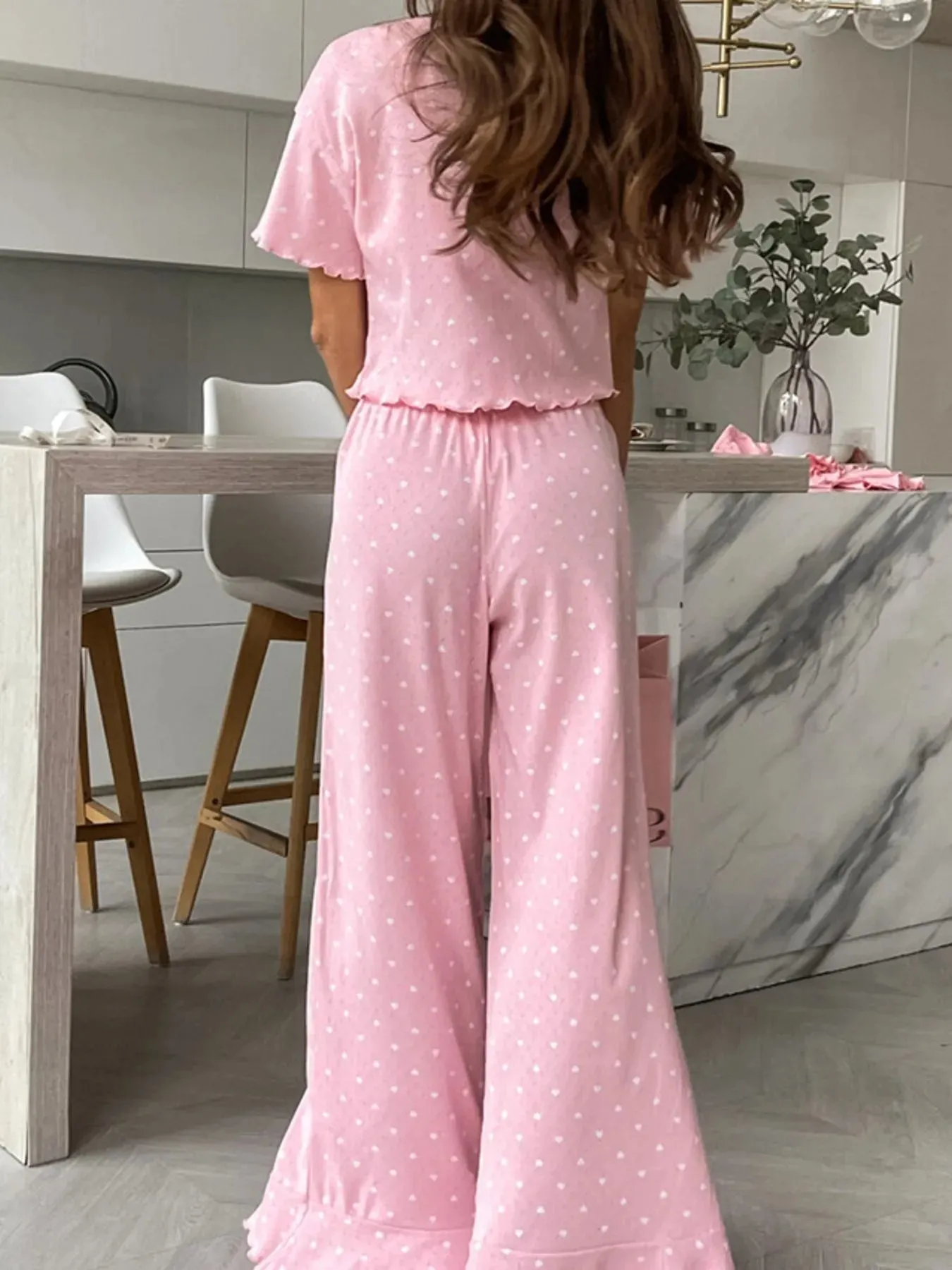 Polka Dot Round Neck Top and Pants Lounge Set sold by Charming Charlie product image thumbnail 4