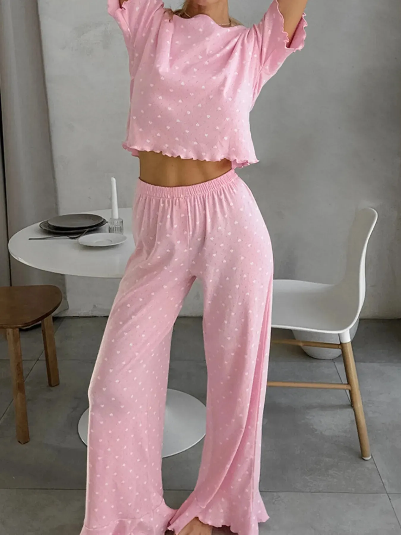 Polka Dot Round Neck Top and Pants Lounge Set sold by Charming Charlie product image thumbnail 5