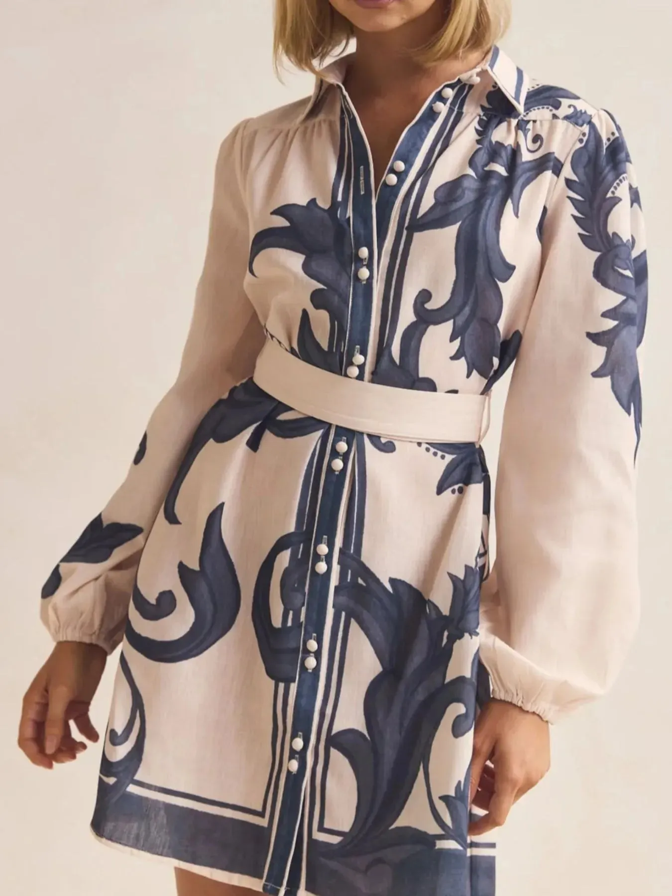 Printed Long Sleeve Shirt Dress sold by Charming Charlie product image thumbnail 2