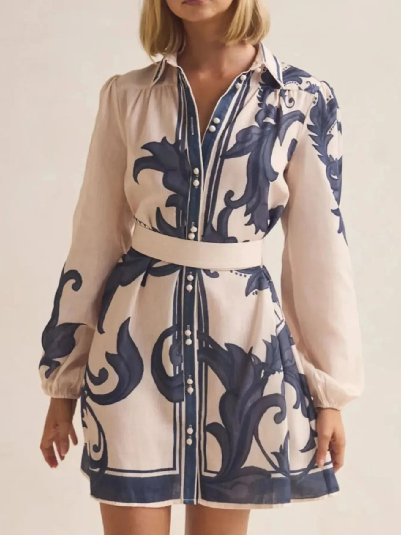 Printed Long Sleeve Shirt Dress sold by Charming Charlie product image thumbnail 5