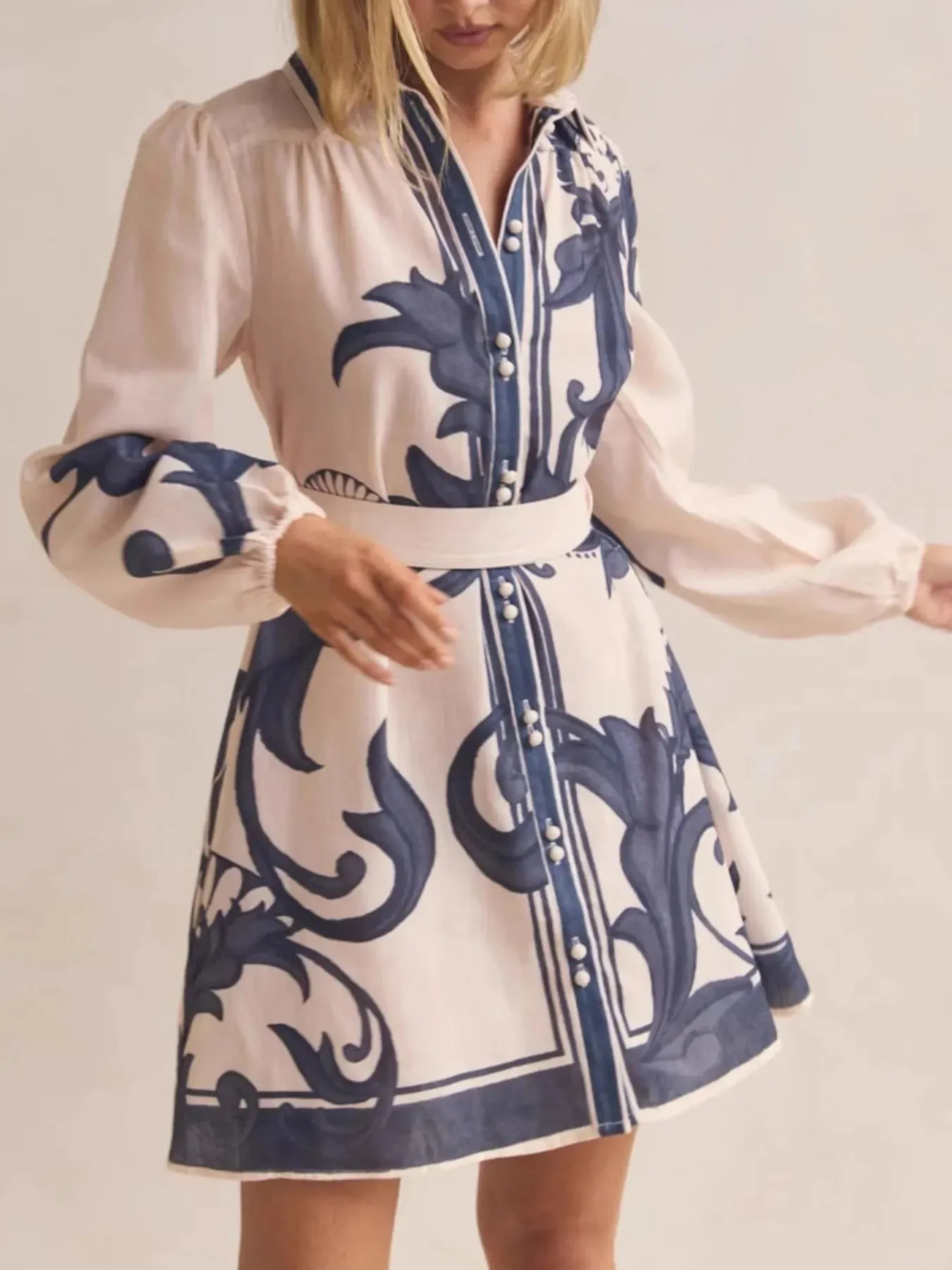 Printed Long Sleeve Shirt Dress sold by Charming Charlie product image thumbnail 4