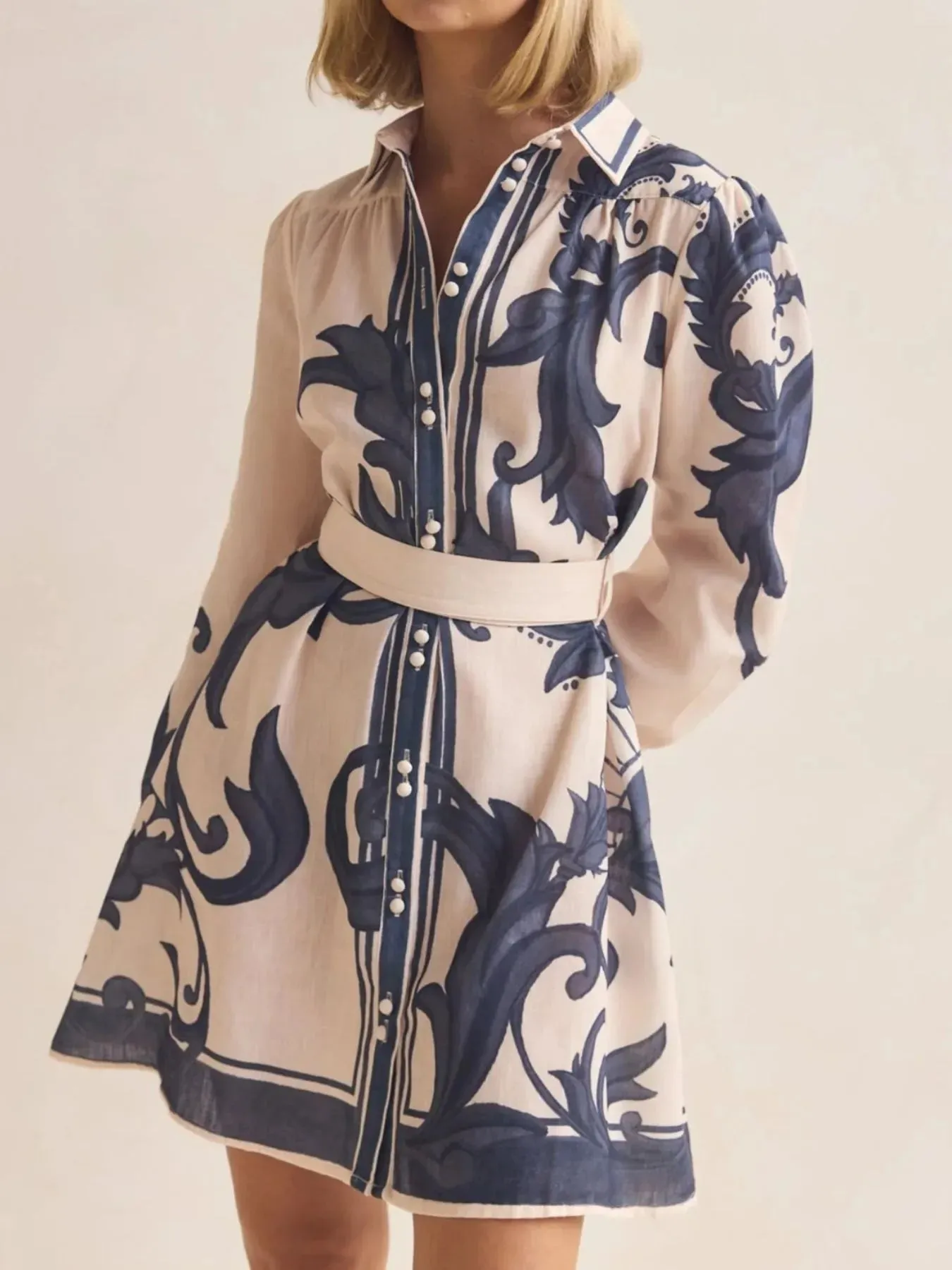 Printed Long Sleeve Shirt Dress sold by Charming Charlie product image thumbnail 3