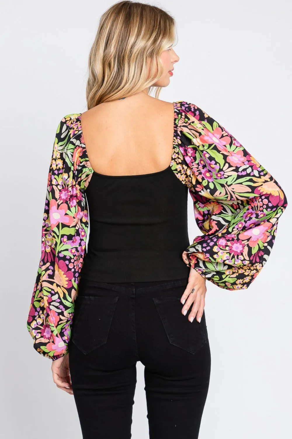 ODDI Full Size Floral Balloon Sleeve Blouse sold by Charming Charlie product image thumbnail 2
