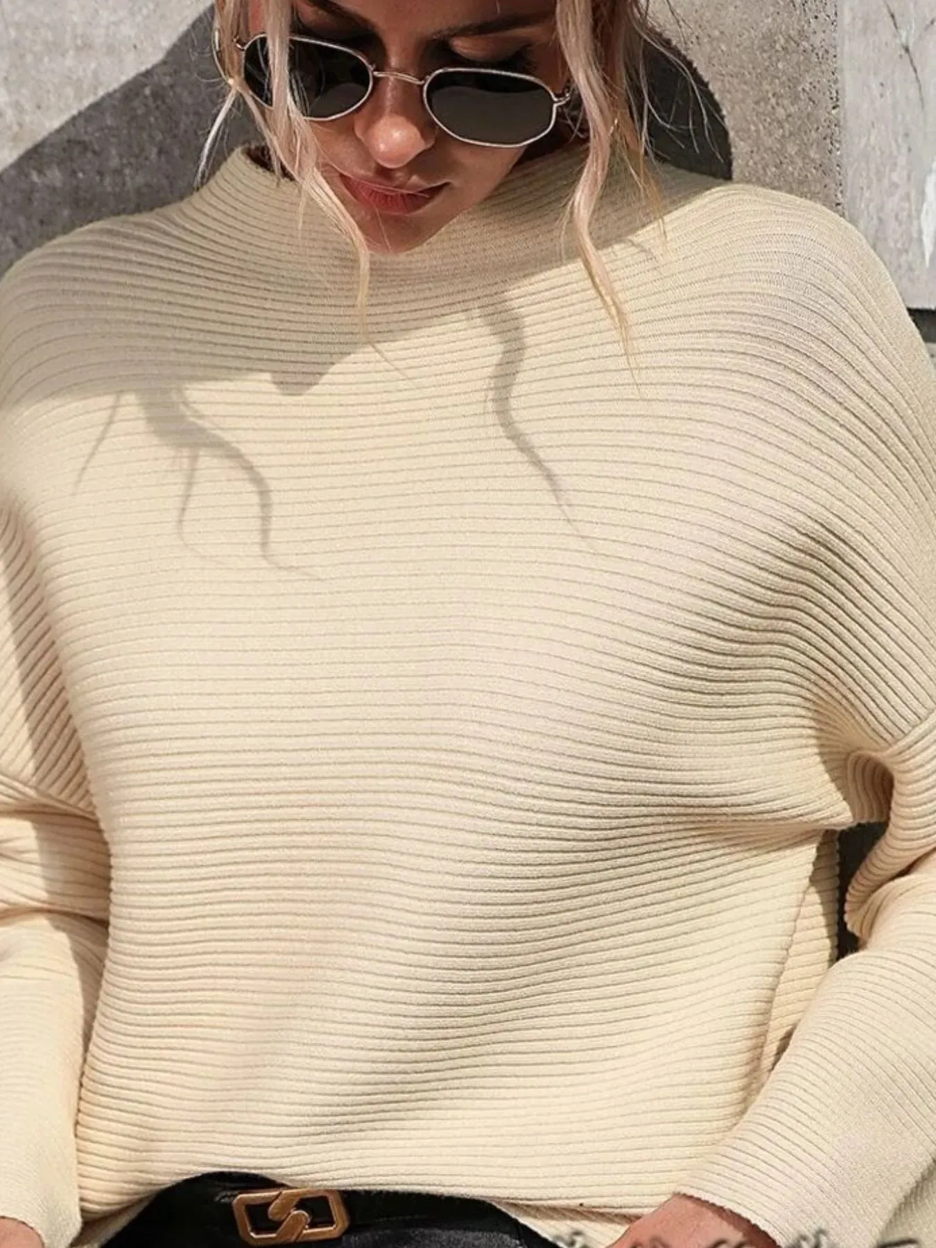 Mock Neck Drop Shoulder Knit Top sold by Charming Charlie product image thumbnail 3