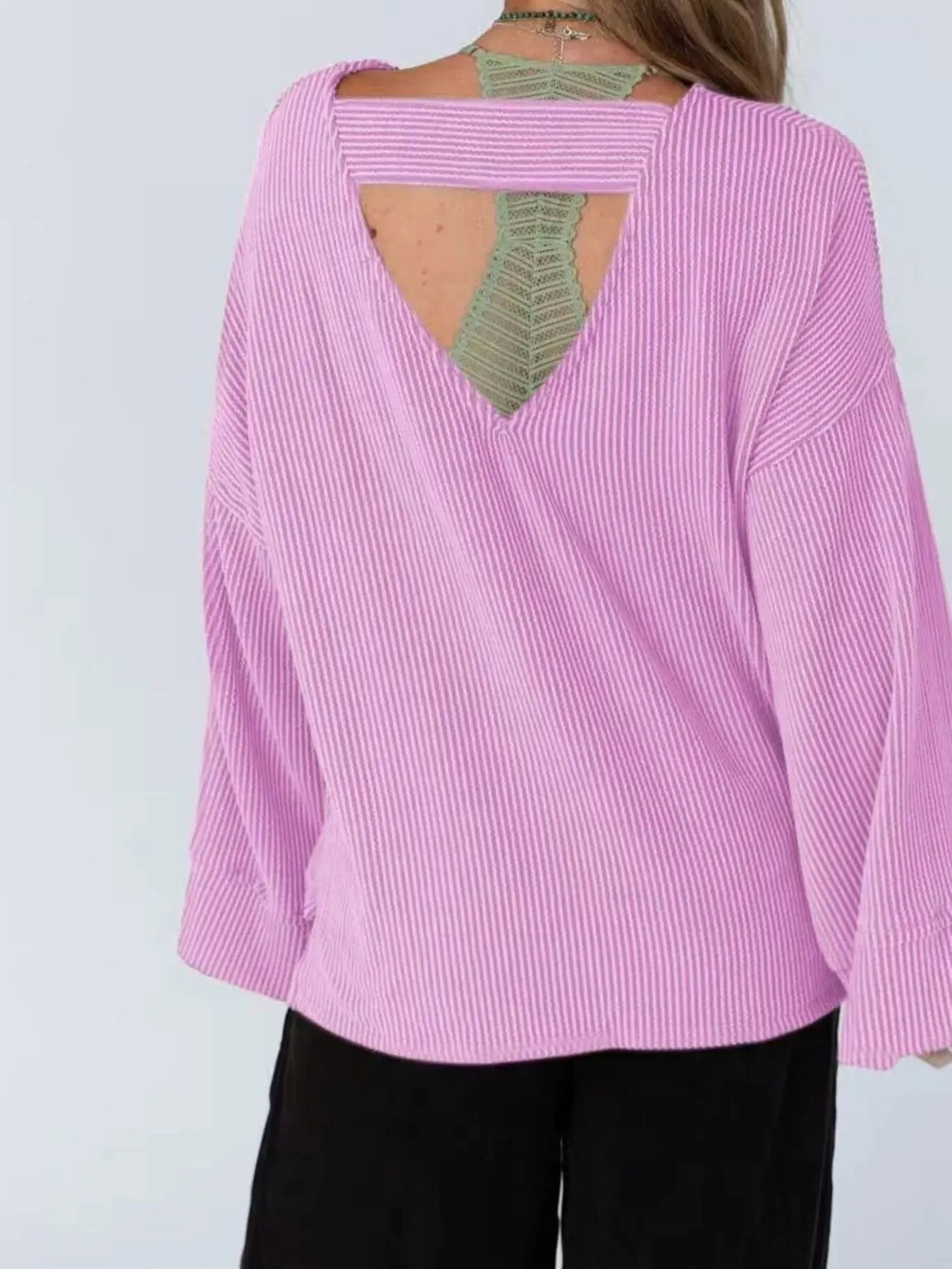 Cutout Back Long Sleeve T-Shirt sold by Charming Charlie product image thumbnail 3