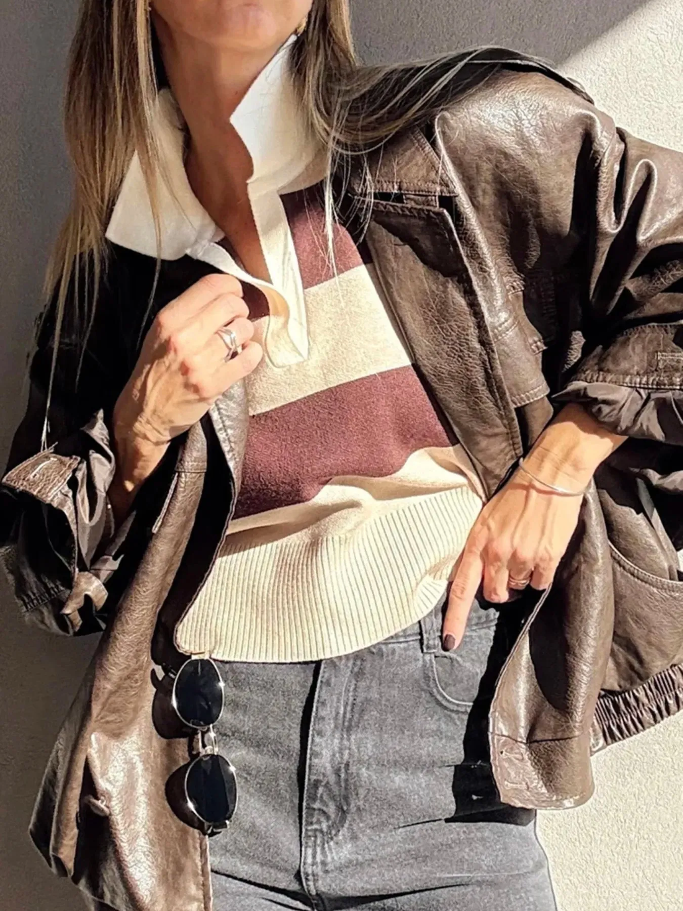 Color Block Long Sleeve Knit Top sold by Charming Charlie product image thumbnail 3