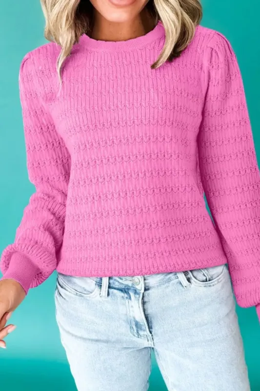 Texture Round Neck Long Sleeve Sweater sold by Charming Charlie