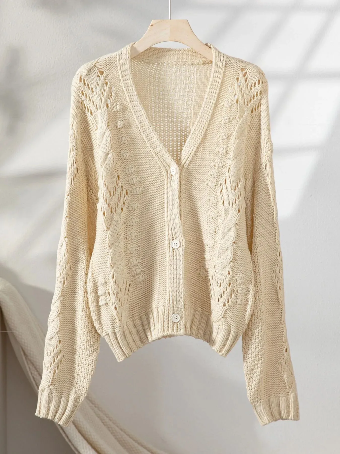 Chunky Cropped Button-Up Sweater Cardigan sold by Charming Charlie product image thumbnail 4