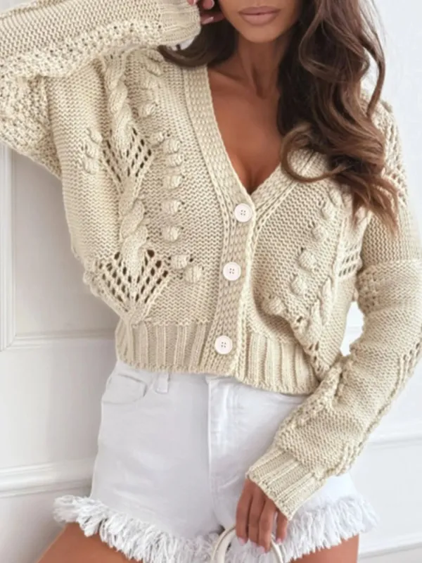 Chunky Cropped Button-Up Sweater Cardigan sold by Charming Charlie