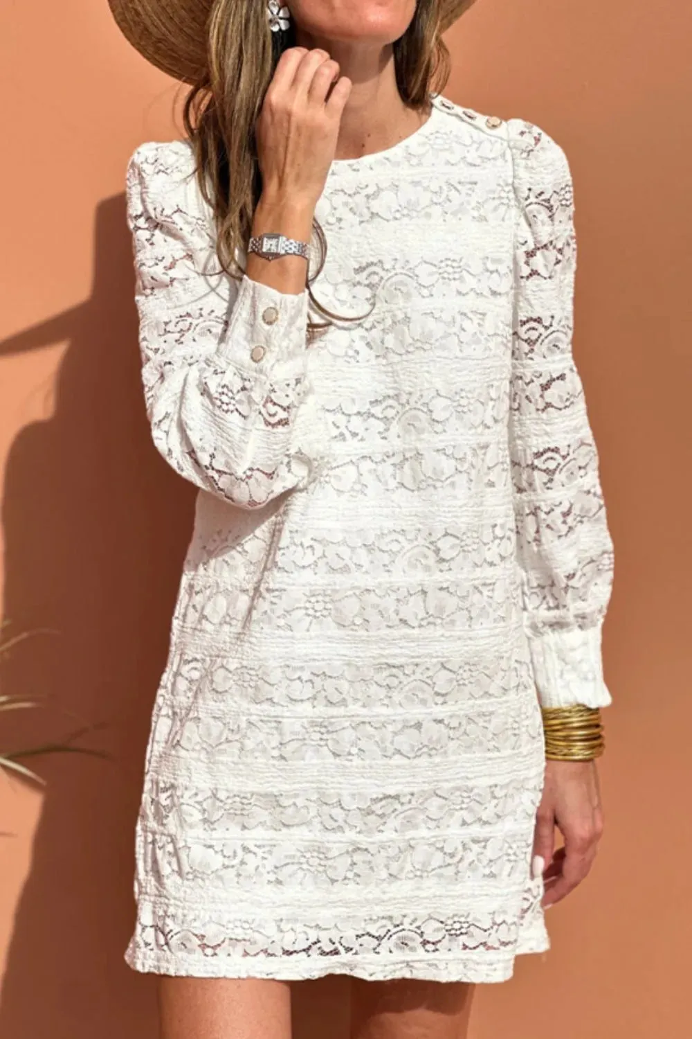 Lace Long Sleeve Mini Dress sold by Charming Charlie