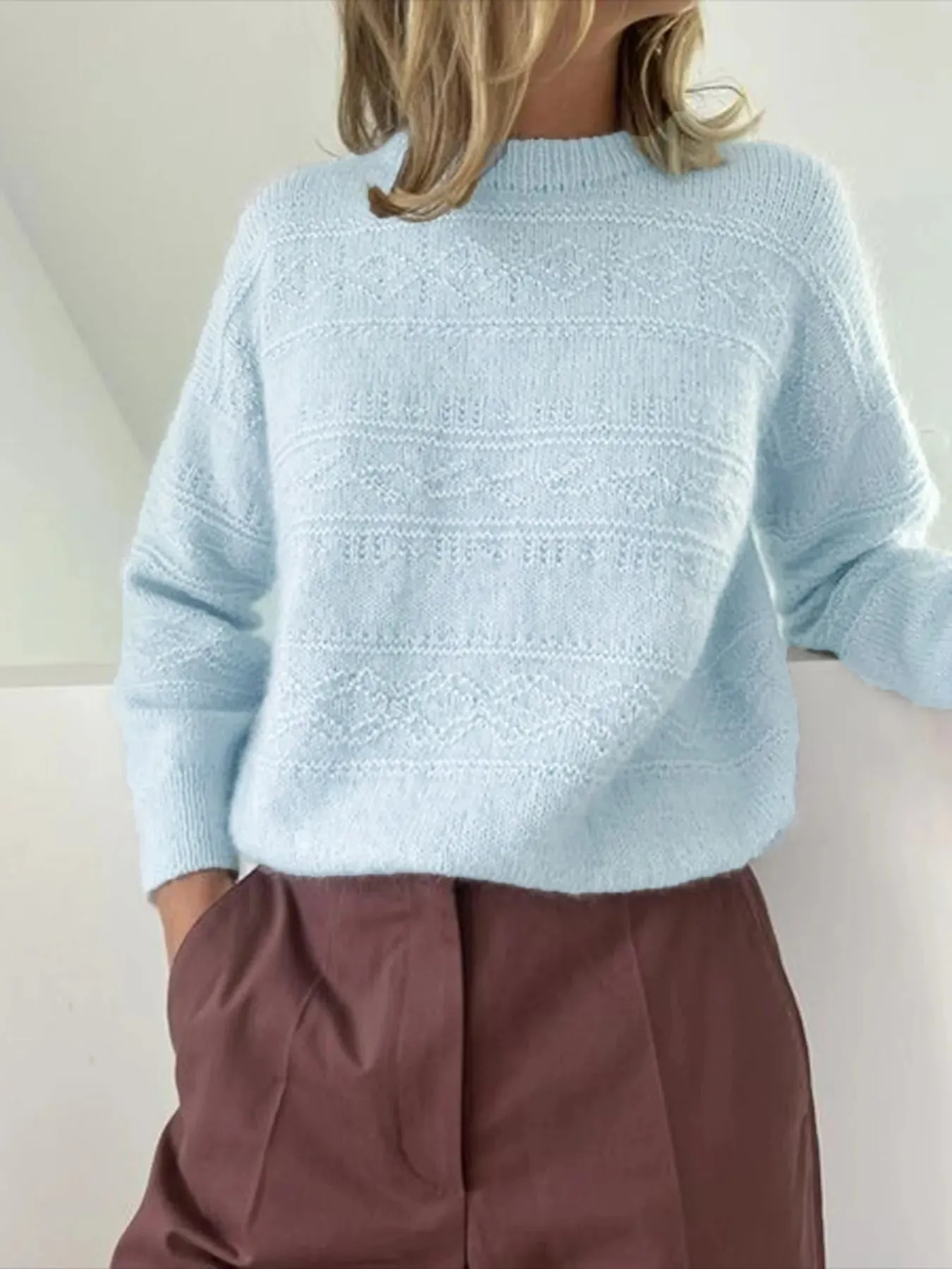 Round Neck Long Sleeve Sweater sold by Charming Charlie
