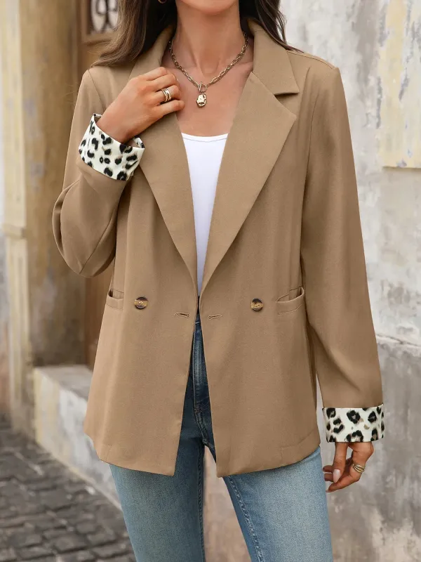 Lapel Collar Leopard Cuff Long Sleeve Blazer sold by Charming Charlie