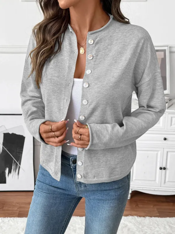 Button-Front Long Sleeve Cardigan sold by Charming Charlie
