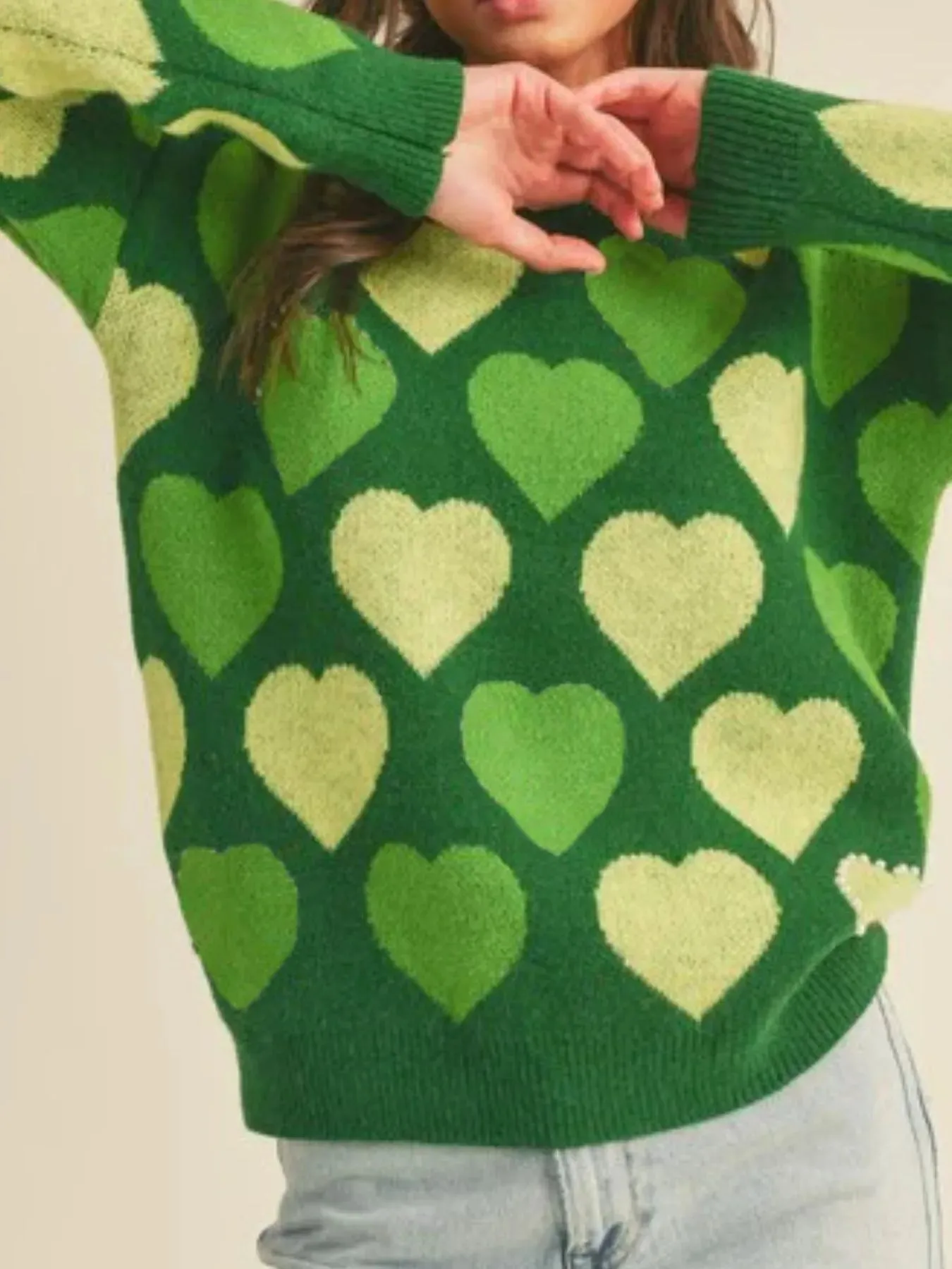 Heart Ribbed Hem Long Sleeve Sweater sold by Charming Charlie product image thumbnail 3