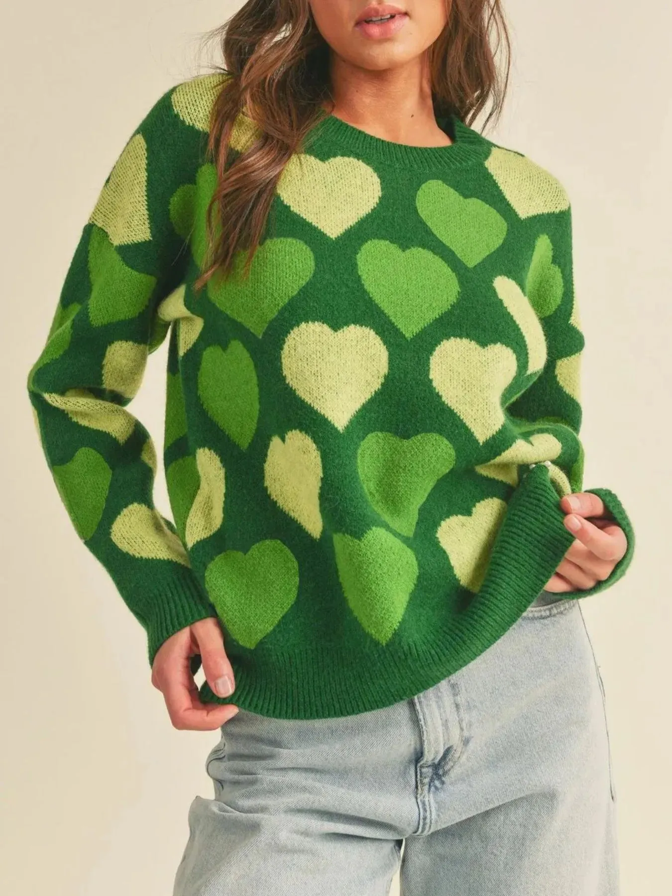 Heart Ribbed Hem Long Sleeve Sweater sold by Charming Charlie