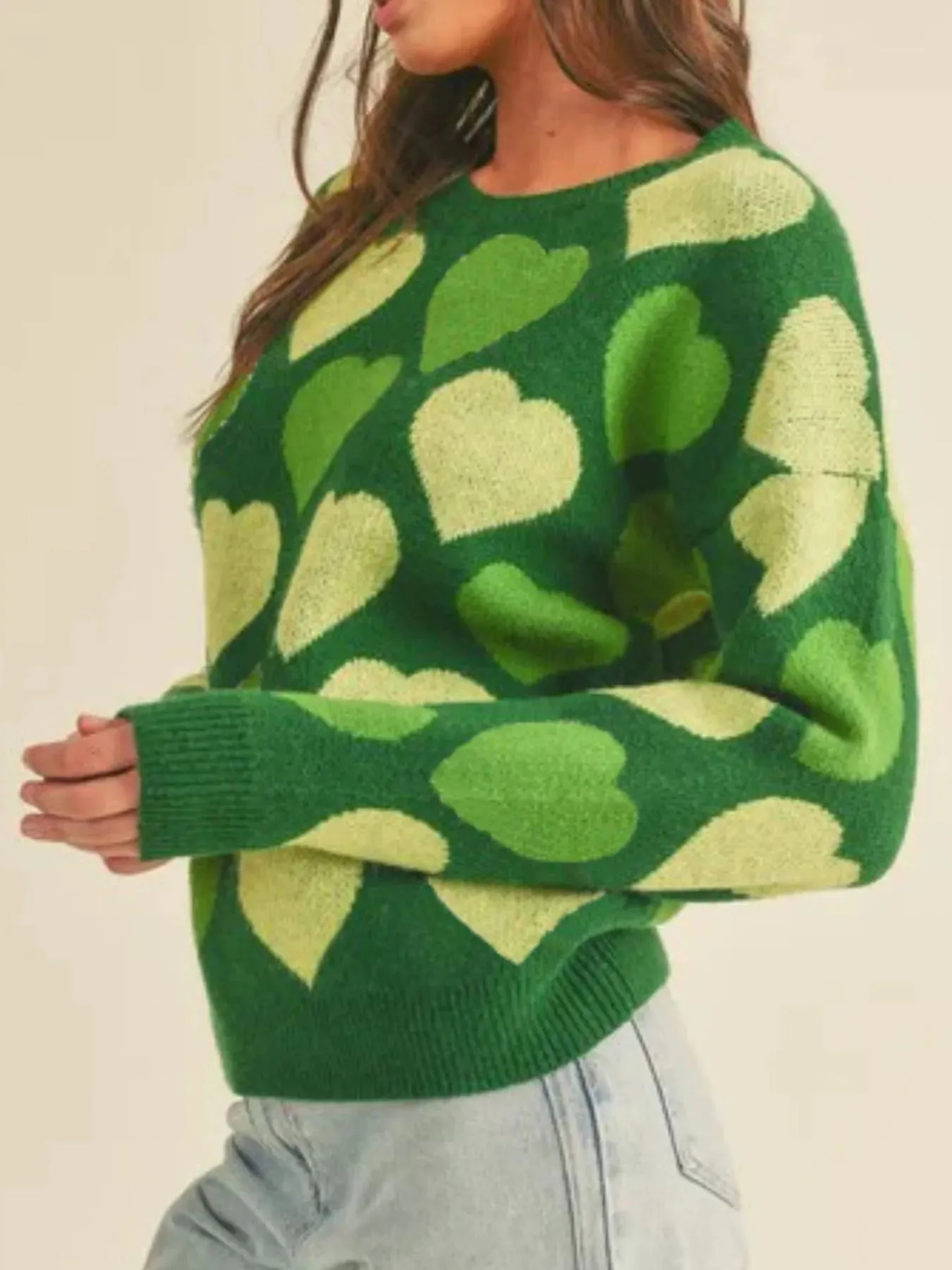 Heart Ribbed Hem Long Sleeve Sweater sold by Charming Charlie product image thumbnail 2