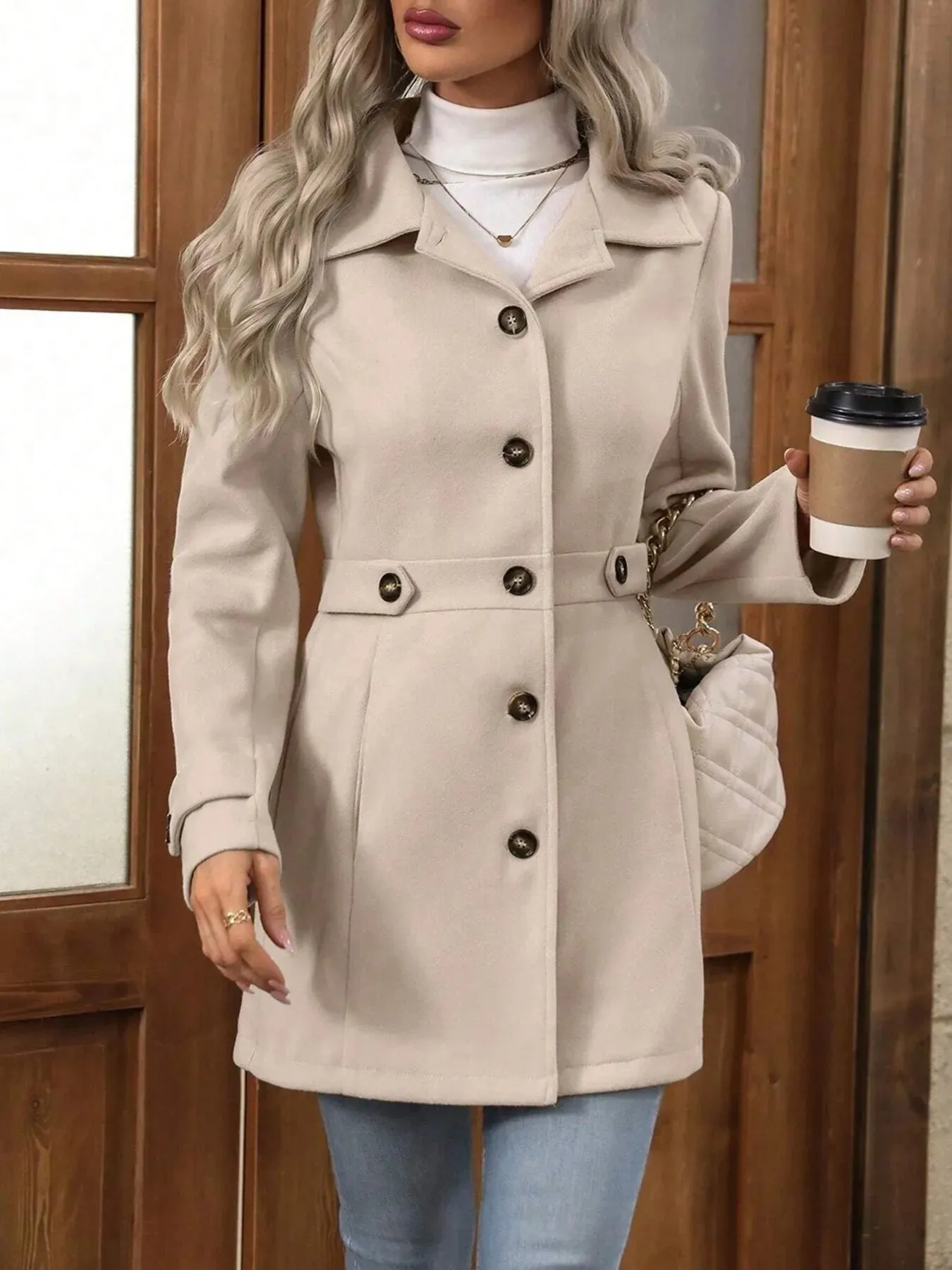 Button Up Long Sleeve Coat sold by Charming Charlie product image thumbnail 3