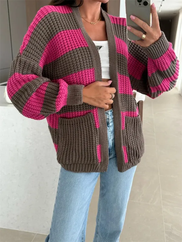 Striped Open Front Long Sleeve Cardigan sold by Charming Charlie