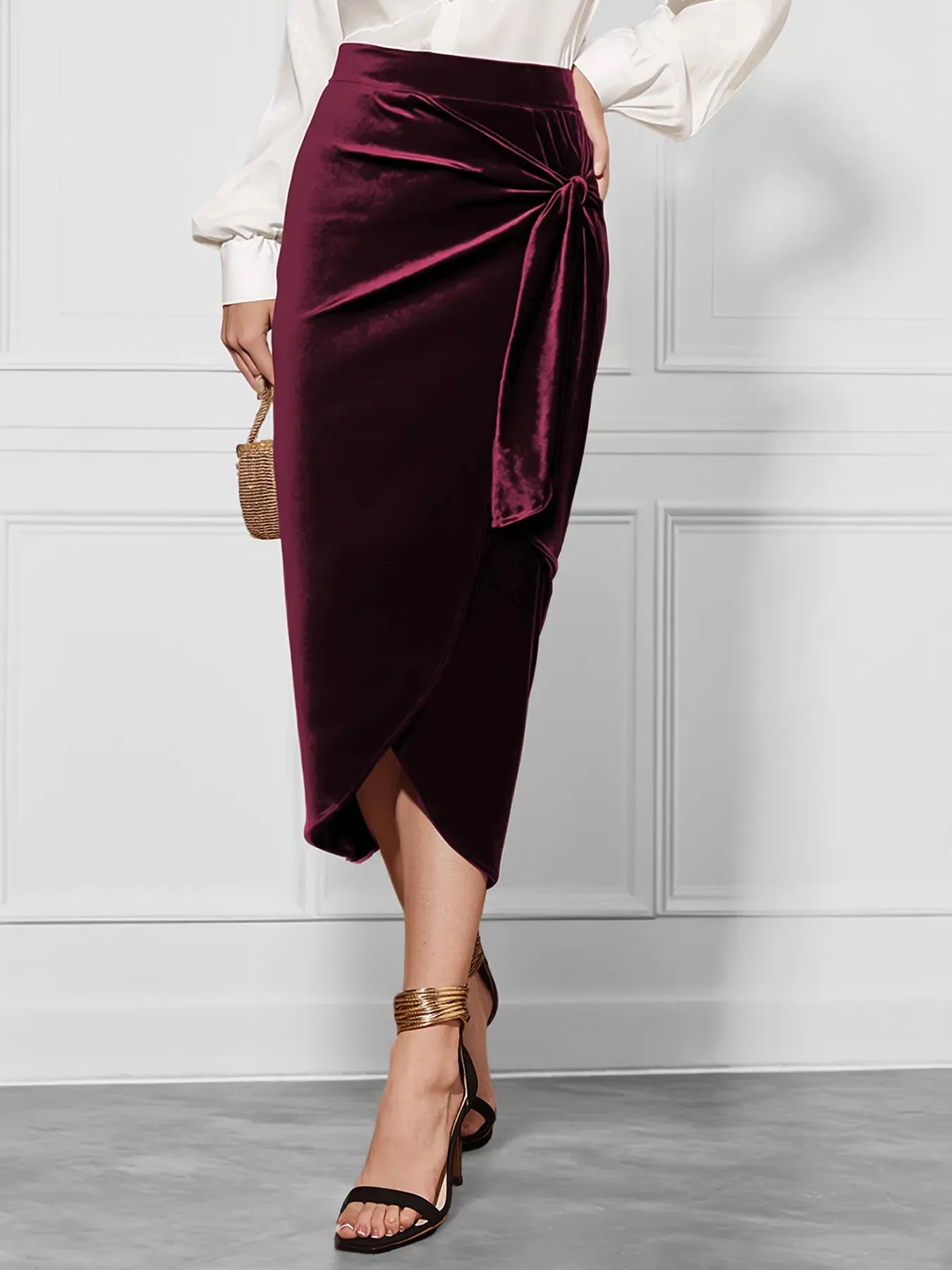 Side Tied Velvet Skirt sold by Charming Charlie product image thumbnail 2
