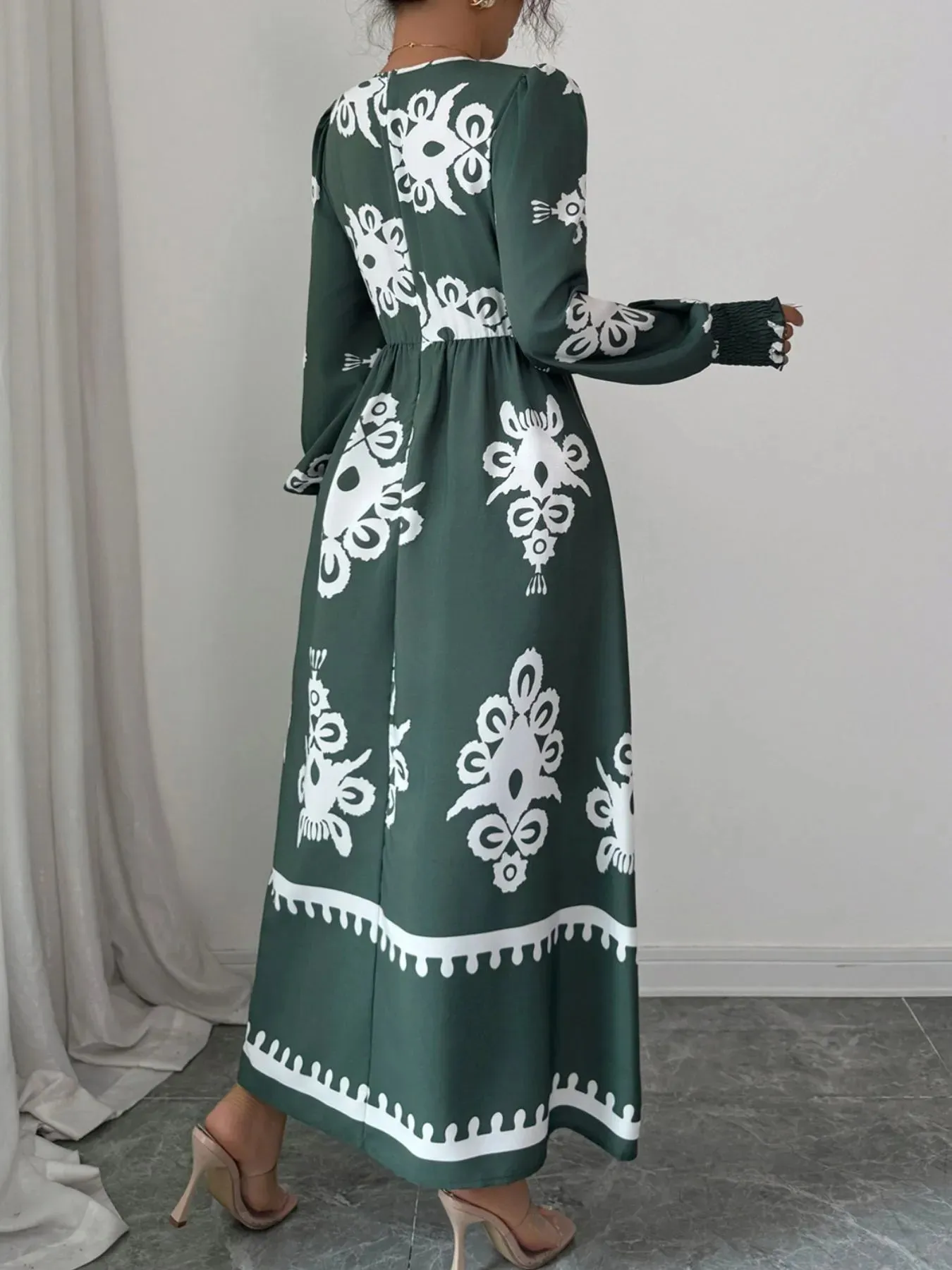 Printed Surplice Lantern Sleeve Dress sold by Charming Charlie product image thumbnail 5