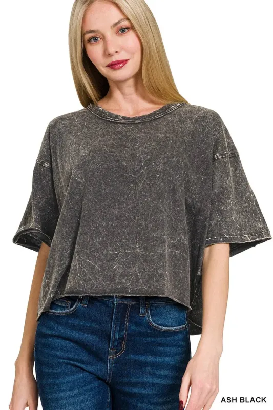 Zenana Acid Crinkle-Washed Oversized T-Shirt sold by Charming Charlie