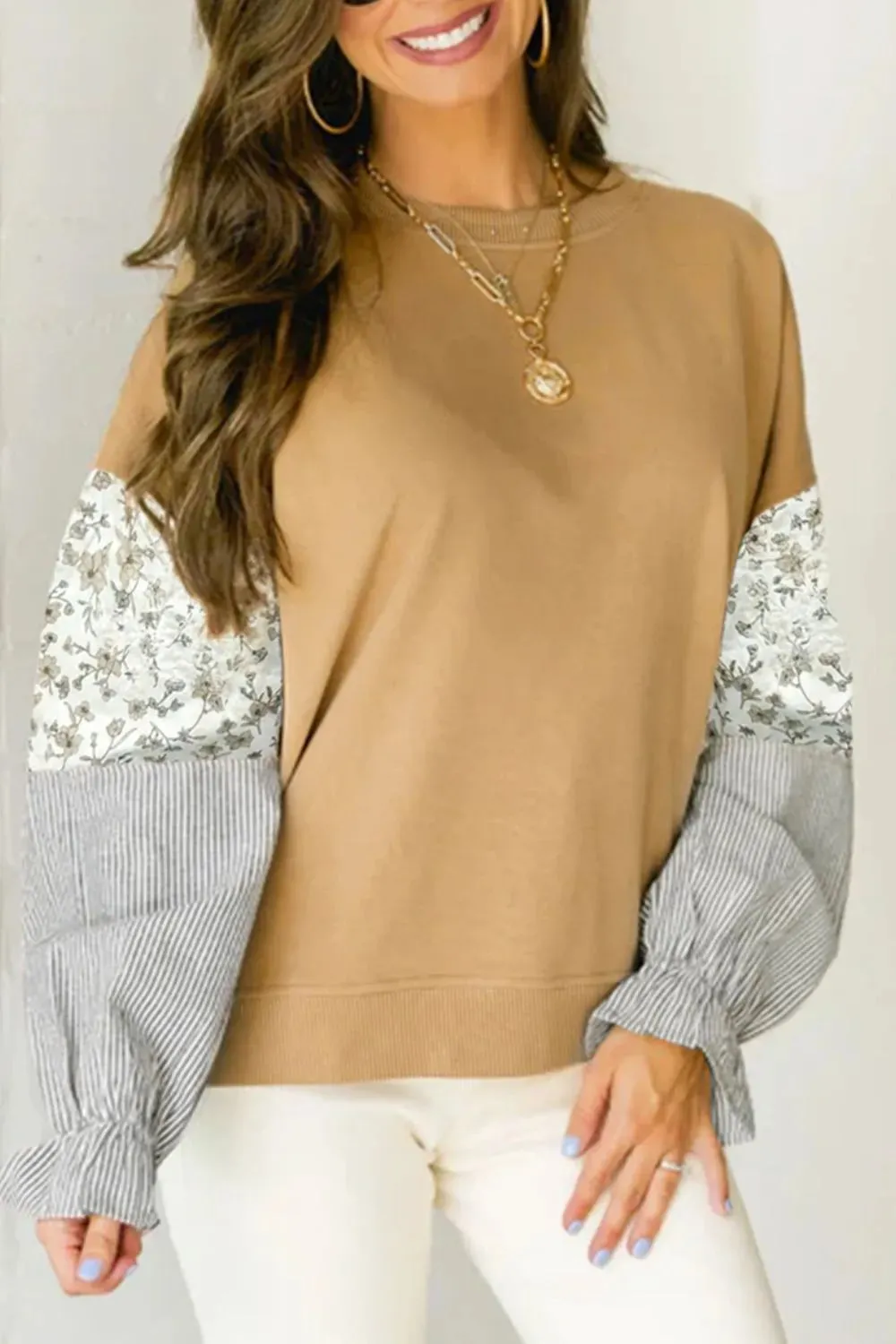 Color Block Long Sleeve Sweatshirt sold by Charming Charlie product image thumbnail 3